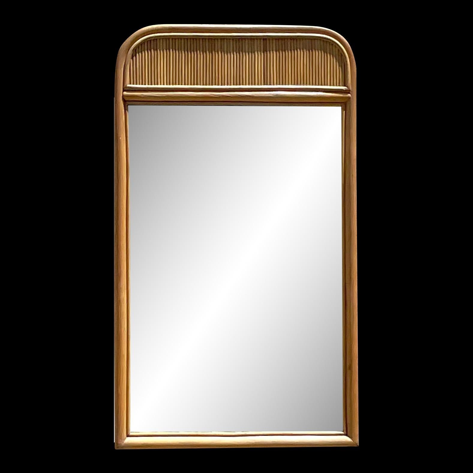 Vintage Coastal Waterfall Pencil Reed Mirror For Sale at 1stDibs