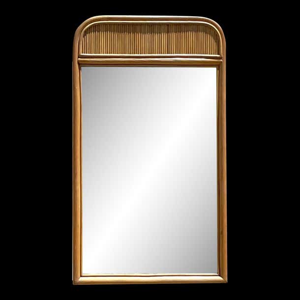 Vintage Coastal Waterfall Pencil Reed Mirror For Sale at 1stDibs