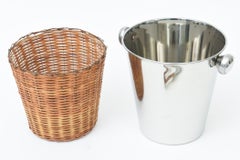 Vintage Coastal Wicker, Stainless Steel Pitcher, Ice Bucket, Thongs Barware Set