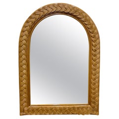 Vintage Coastal Espejo de pared con arco de mimbre trenzado ancho
