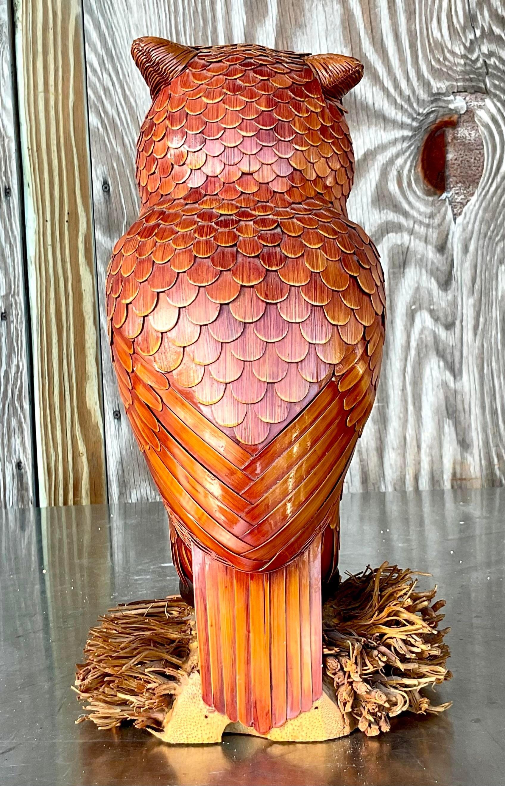XX secolo Gufo costiero vintage in legno e rattan in vendita
