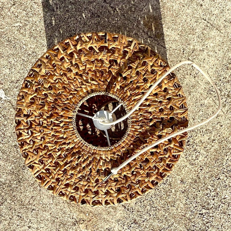 Vintage Coastal Woven Cane Chandelier For Sale at 1stDibs