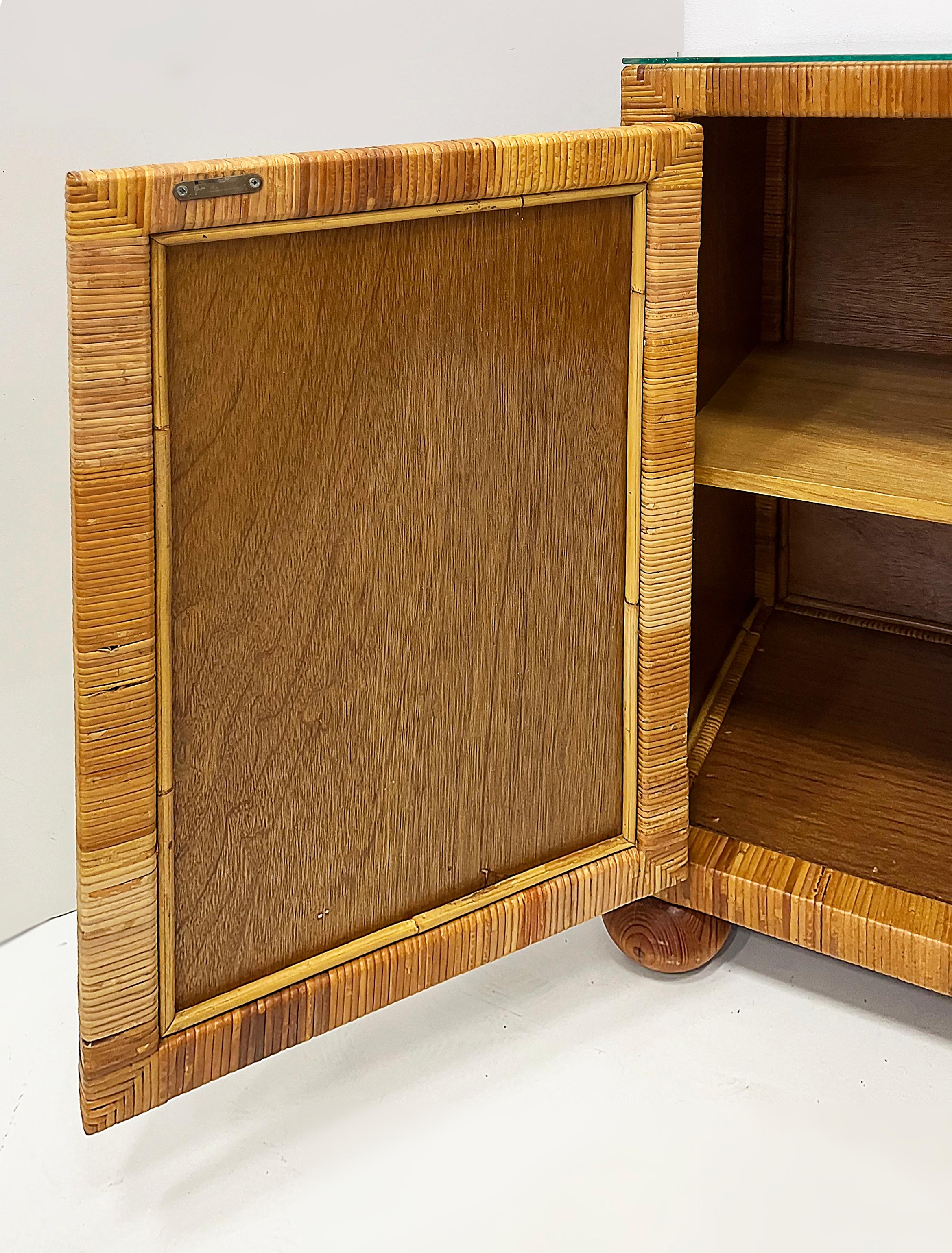 Vintage Coastal Woven Rattan and Wood Credenza For Sale 3