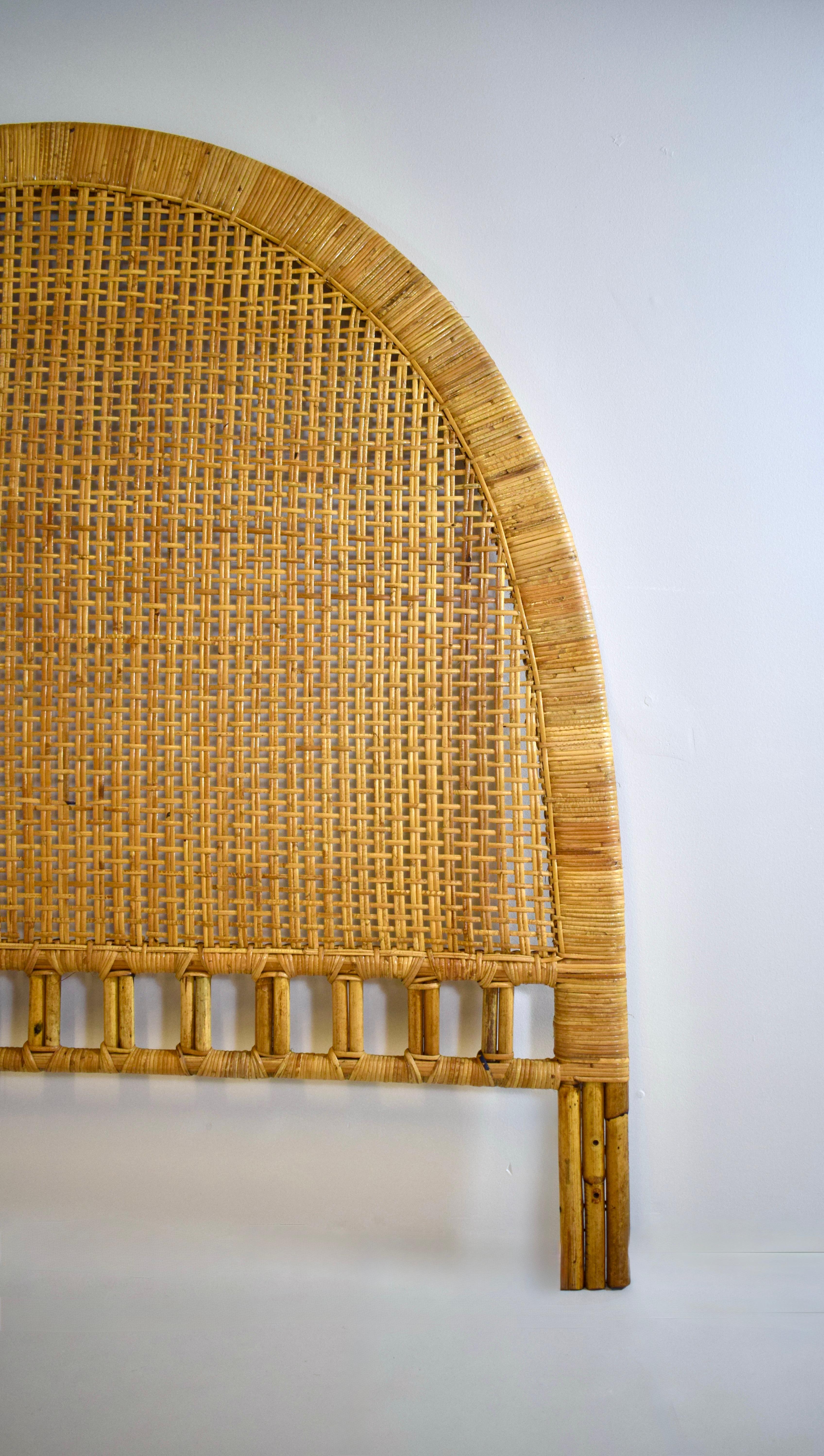 Mid 20th Century coastal full size headboard in the manner of Franco Albini.  1960's Italy production in beautifully maintained all original condition.