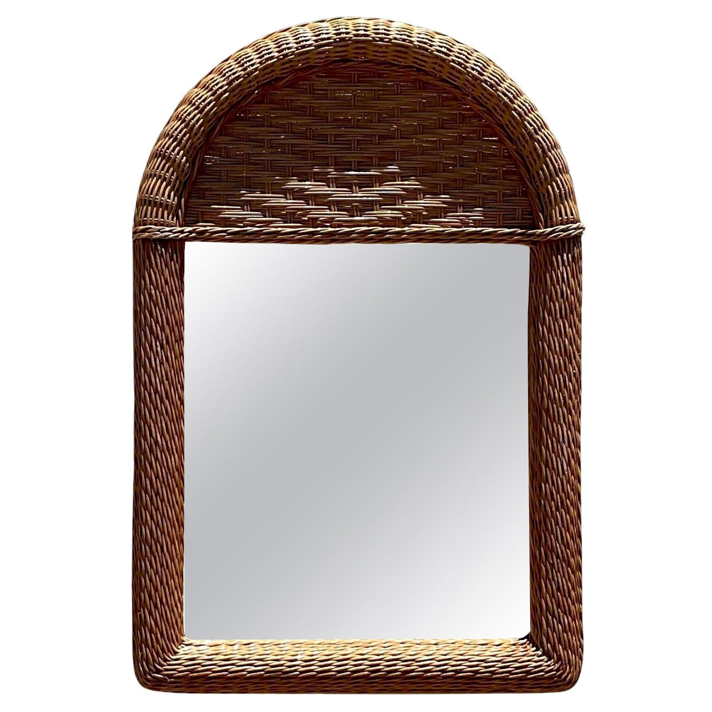Specchio ad arco in rattan intrecciato Vintage By