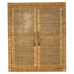 Vintage Coastal Woven Rattan Cabinet