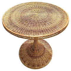 Retro Coastal Woven Rattan Cafe Table