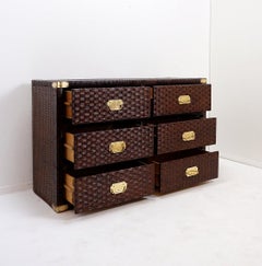 Vintage coastal woven rattan chest of drawers - 20th
