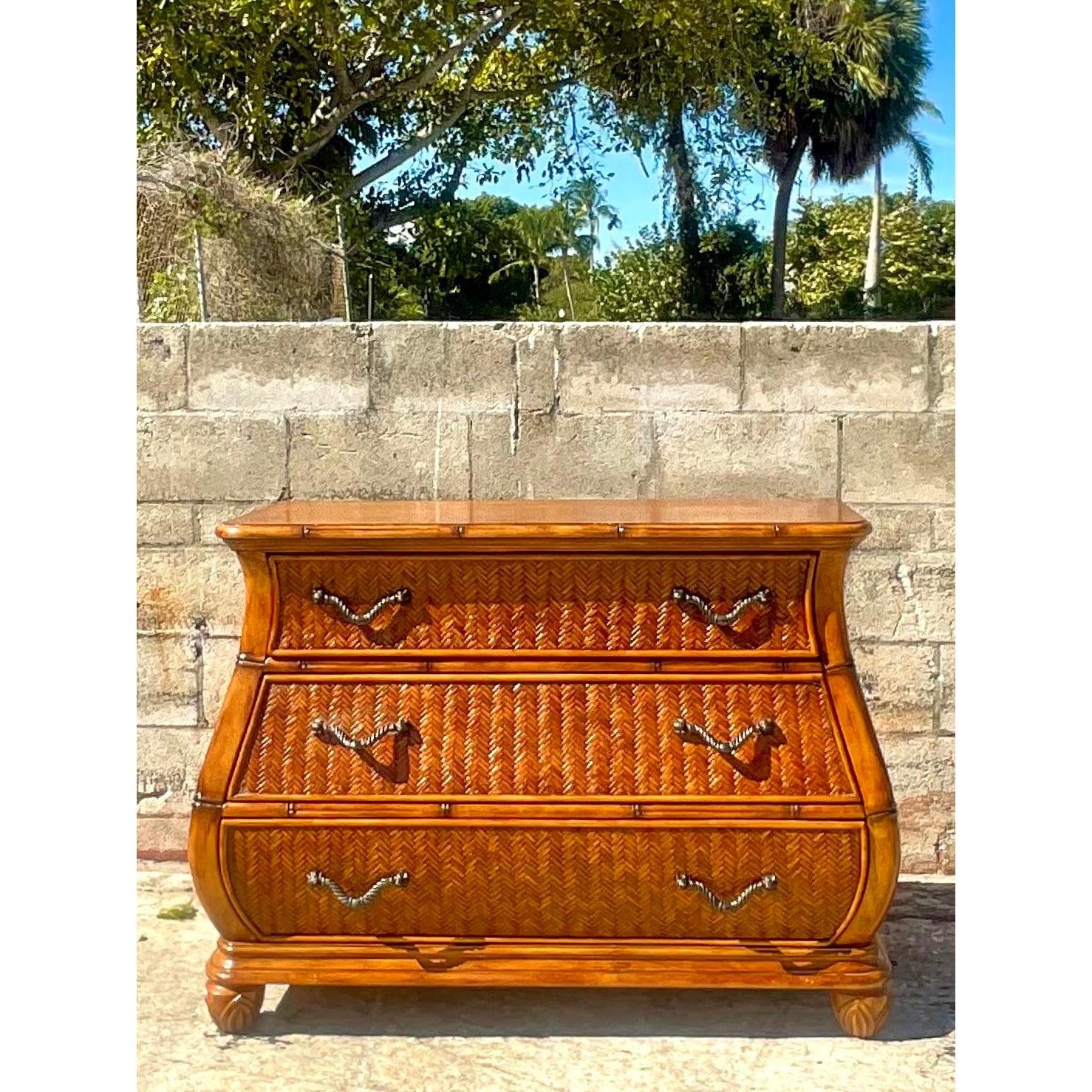 Vintage Coastal Woven Rattan Chest of Drawers 2