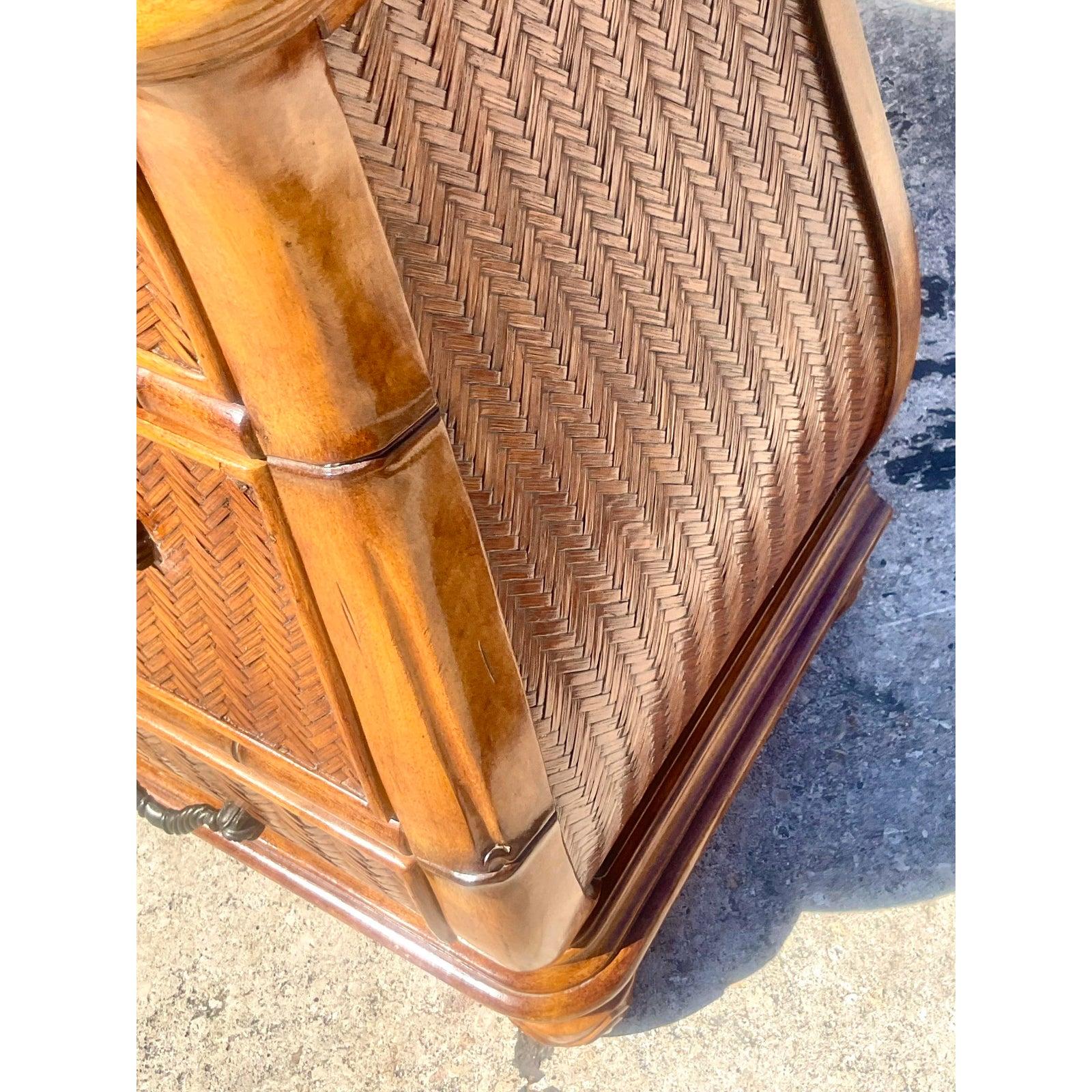 20th Century Vintage Coastal Woven Rattan Chest of Drawers