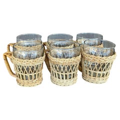 Tazze da caffè in rattan intrecciato vintage - set di 6 tazze