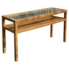 Vintage Coastal Woven Rattan Konsolentisch
