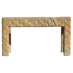 Vintage Coastal Woven Rattan Konsolentisch