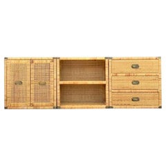 Crédence vintage en rotin tressé - Lot de 3