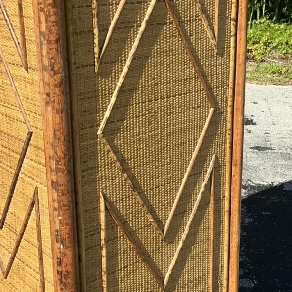 Philippine Vintage Coastal Woven Rattan Diamond Armoire