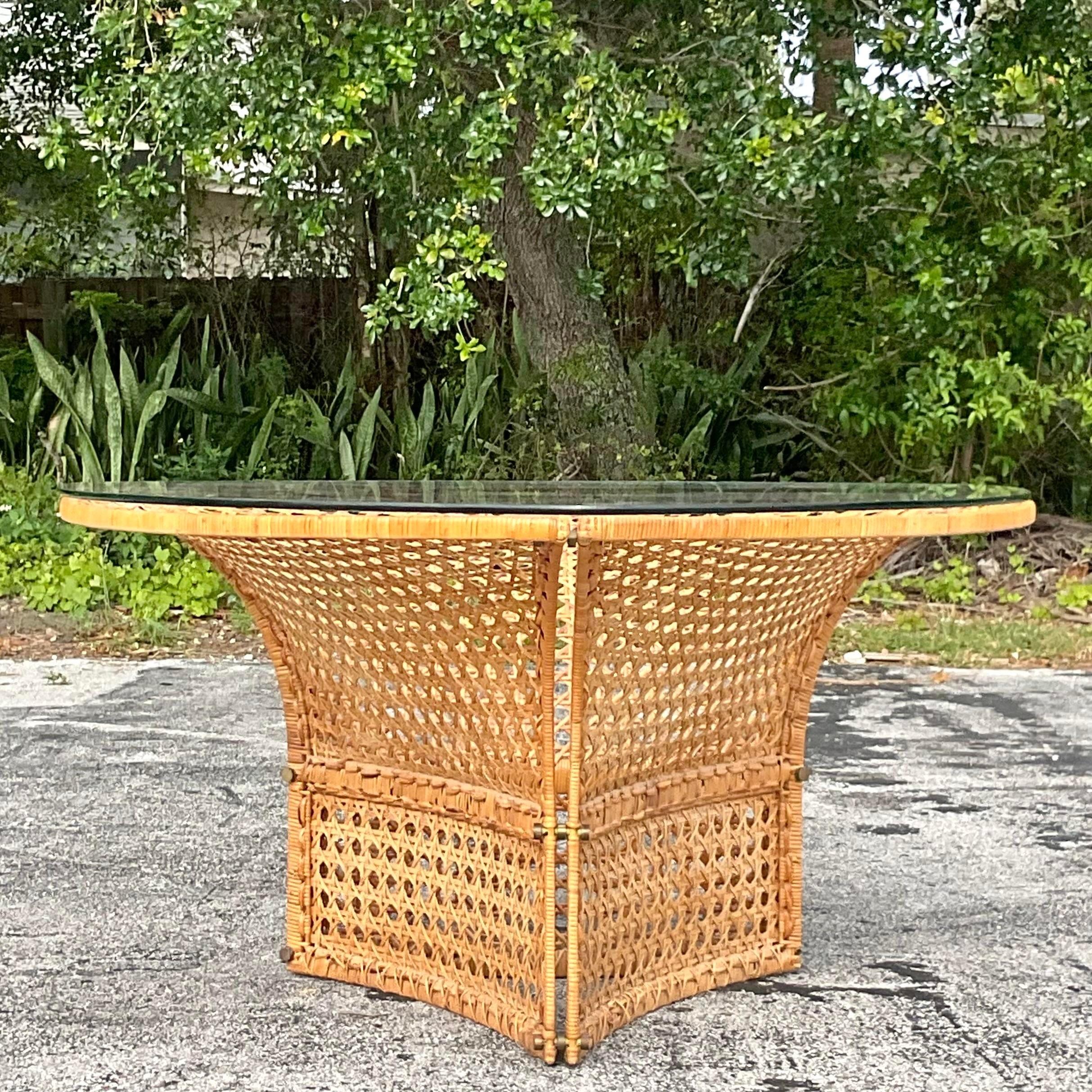Philippine Vintage Coastal Woven Rattan Dining Chairs After Danny Ho Fong- Set of 6 For Sale