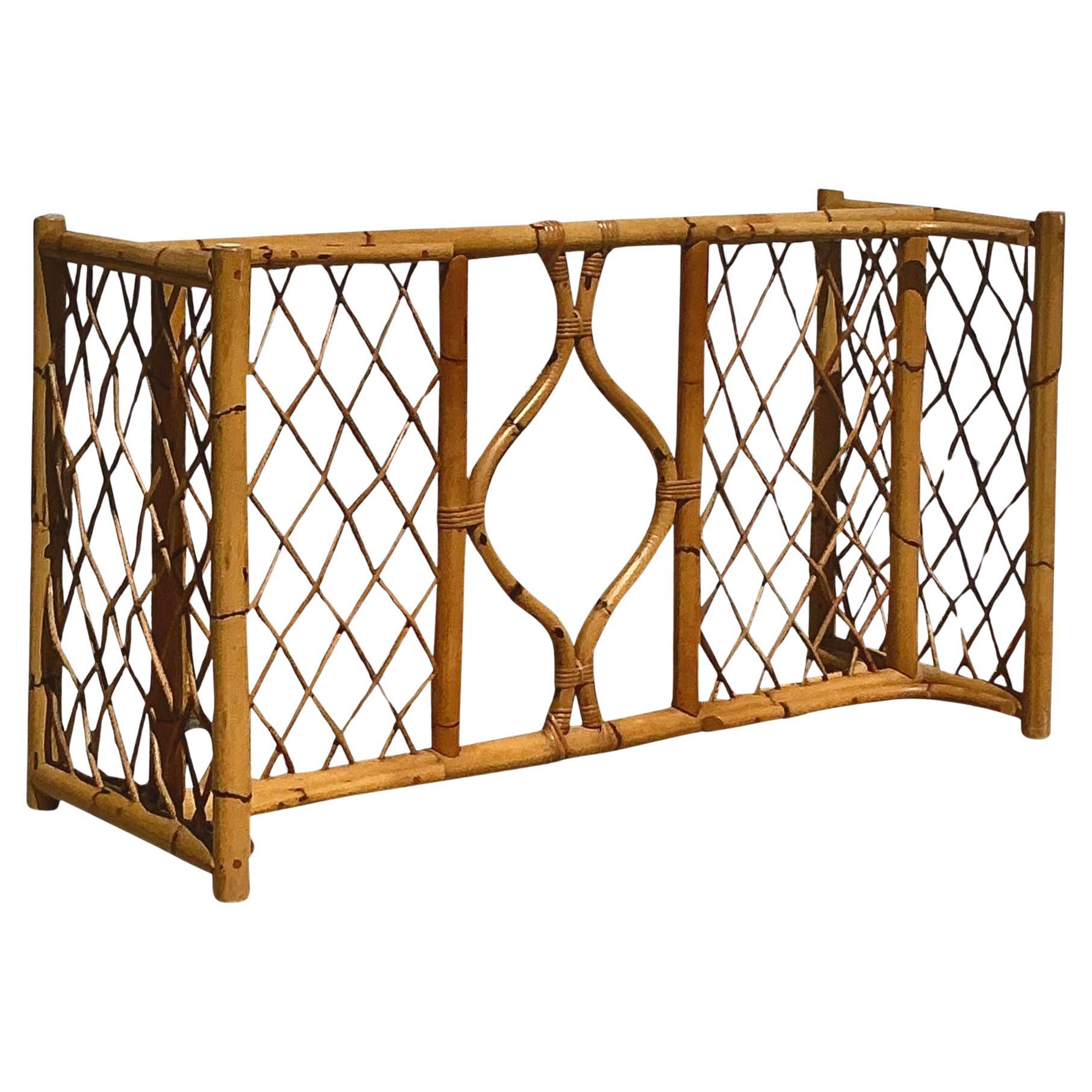 Vintage Coastal Woven Rattan Dining Table Pedestal