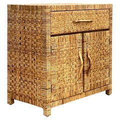 Vintage Coastal Woven Rattan Double Door Sideboard