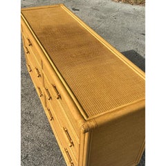 Vintage Coastal Woven Rattan Dresser
