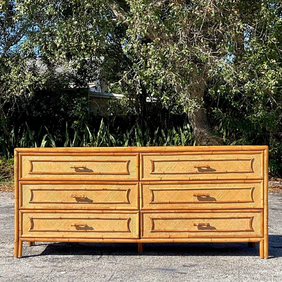 XX secolo Comò in rattan intrecciato vintage della costa in vendita