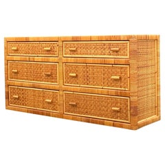 Vintage Coastal Woven Rattan Dresser