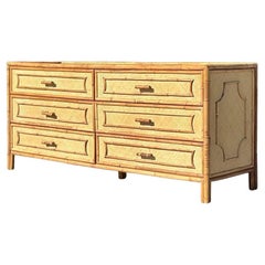 Vintage Coastal Woven Rattan Dresser