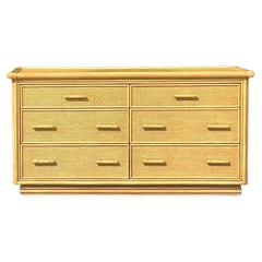 Vintage Coastal Woven Rattan Dresser