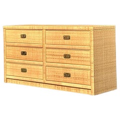 Vintage Coastal Woven Rattan Dresser
