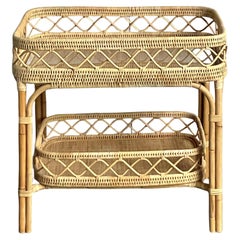 Vintage Coastal Woven Rattan Dry Bar