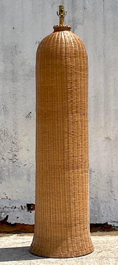 Vintage Coastal Woven Rattan Floor Lamp