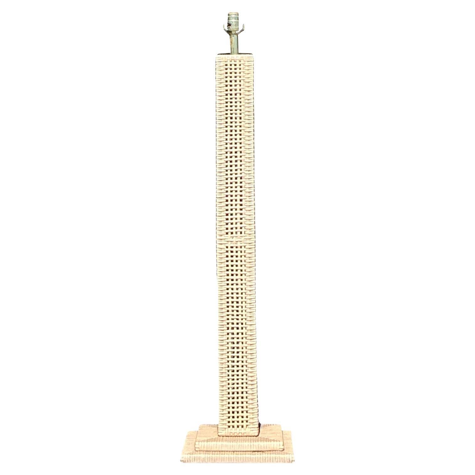 Vintage Coastal Woven Rattan Floor Lamp