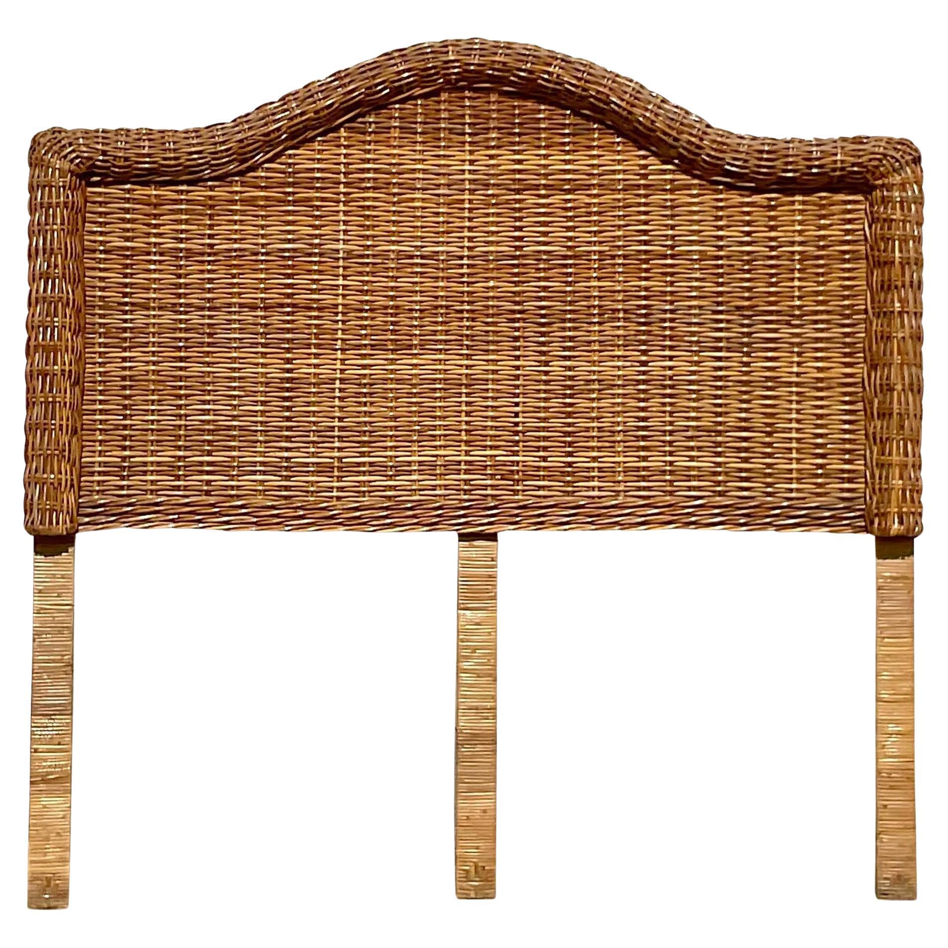 Vintage Coastal Woven Rattan Queen Platform Bed at 1stDibs coastal