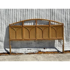 Vintage Coastal Woven Rattan King Headboard