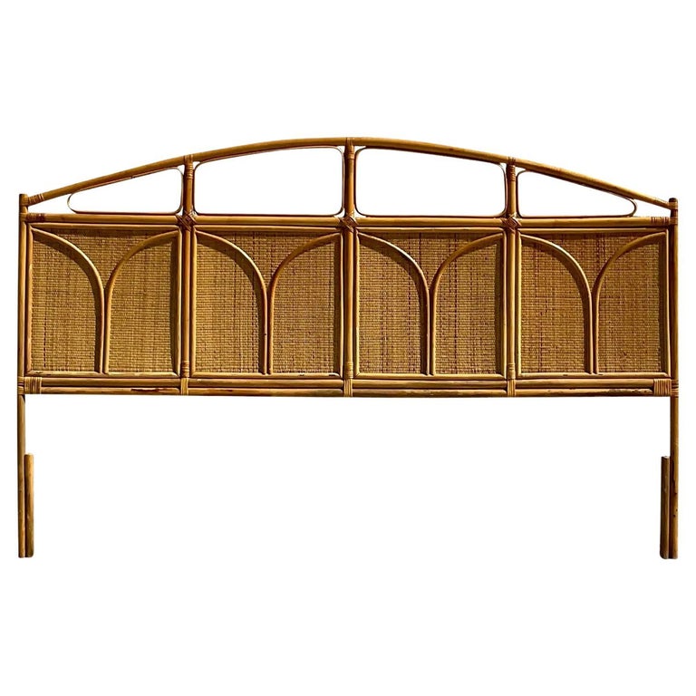 Vintage Coastal Woven Rattan King Headboard at 1stDibs