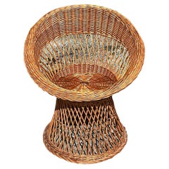 Vintage Coastal-Loungesessel aus gewebtem Rattan