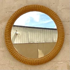 Vintage Coastal Woven Rattan Mirror