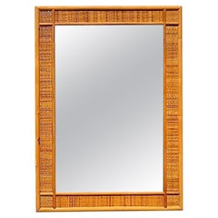 Vintage Coastal Woven Rattan Mirror