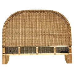 Vintage Coastal Woven Rattan Queen Headboard