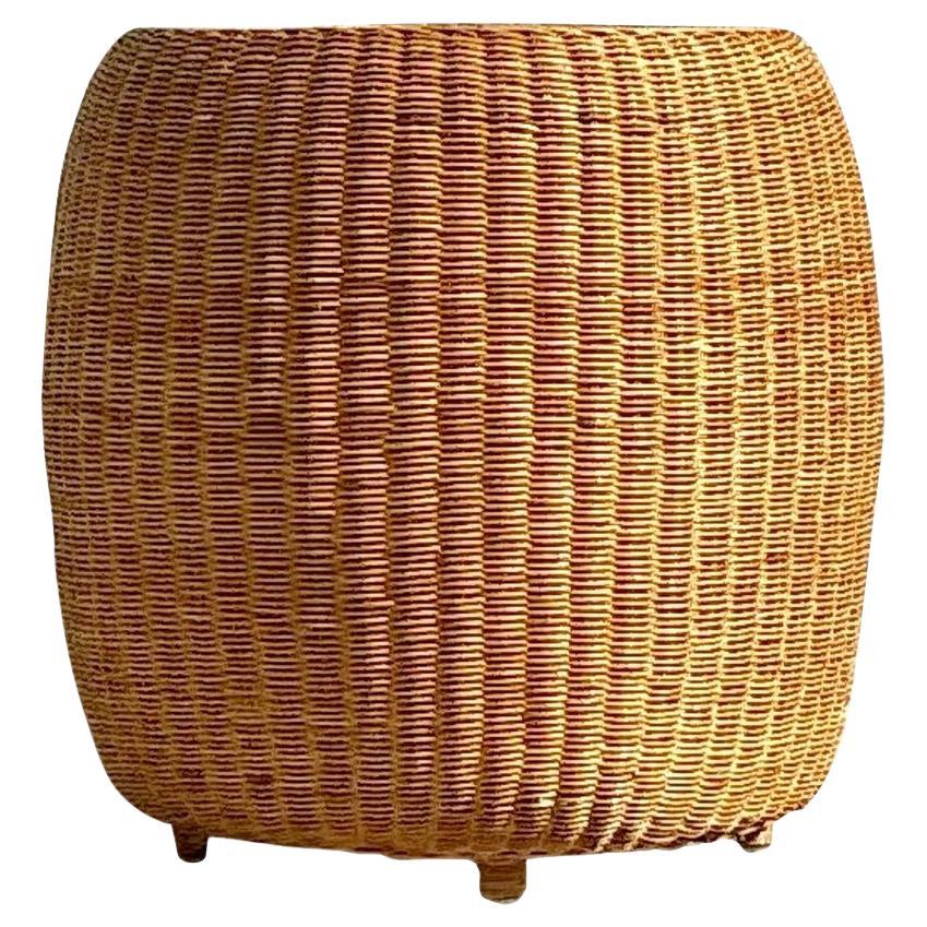 Vintage Coastal Wrapped Rattan Side Tables - a Pair For Sale at 1stDibs