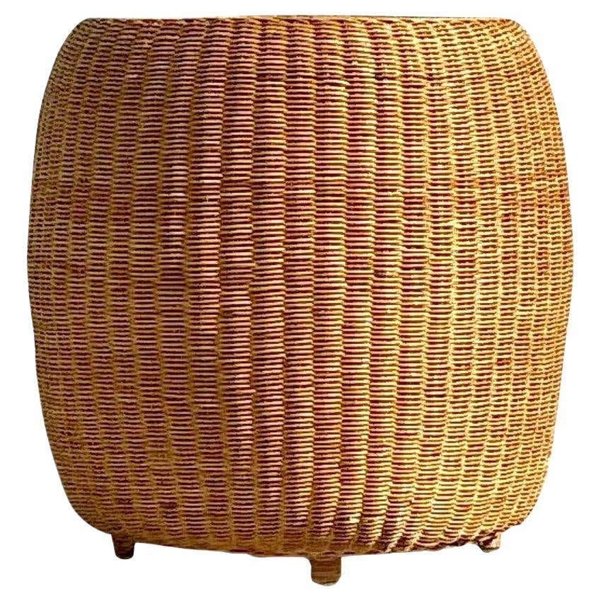 Vintage Coastal Wrapped Rattan Side Tables - a Pair For Sale at 1stDibs