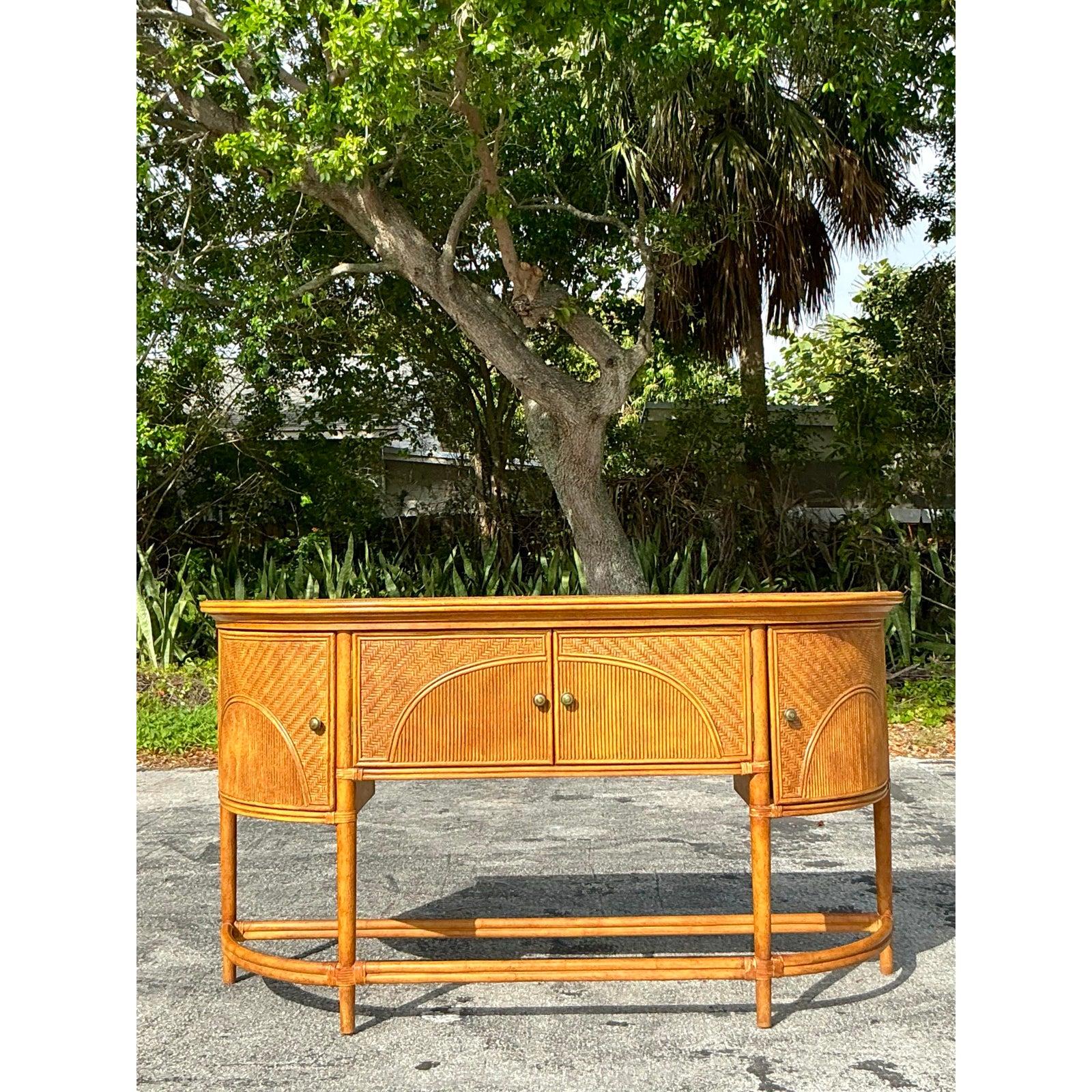 Coastal Sideboard aus gewebtem Rattan mit Untergestell 5