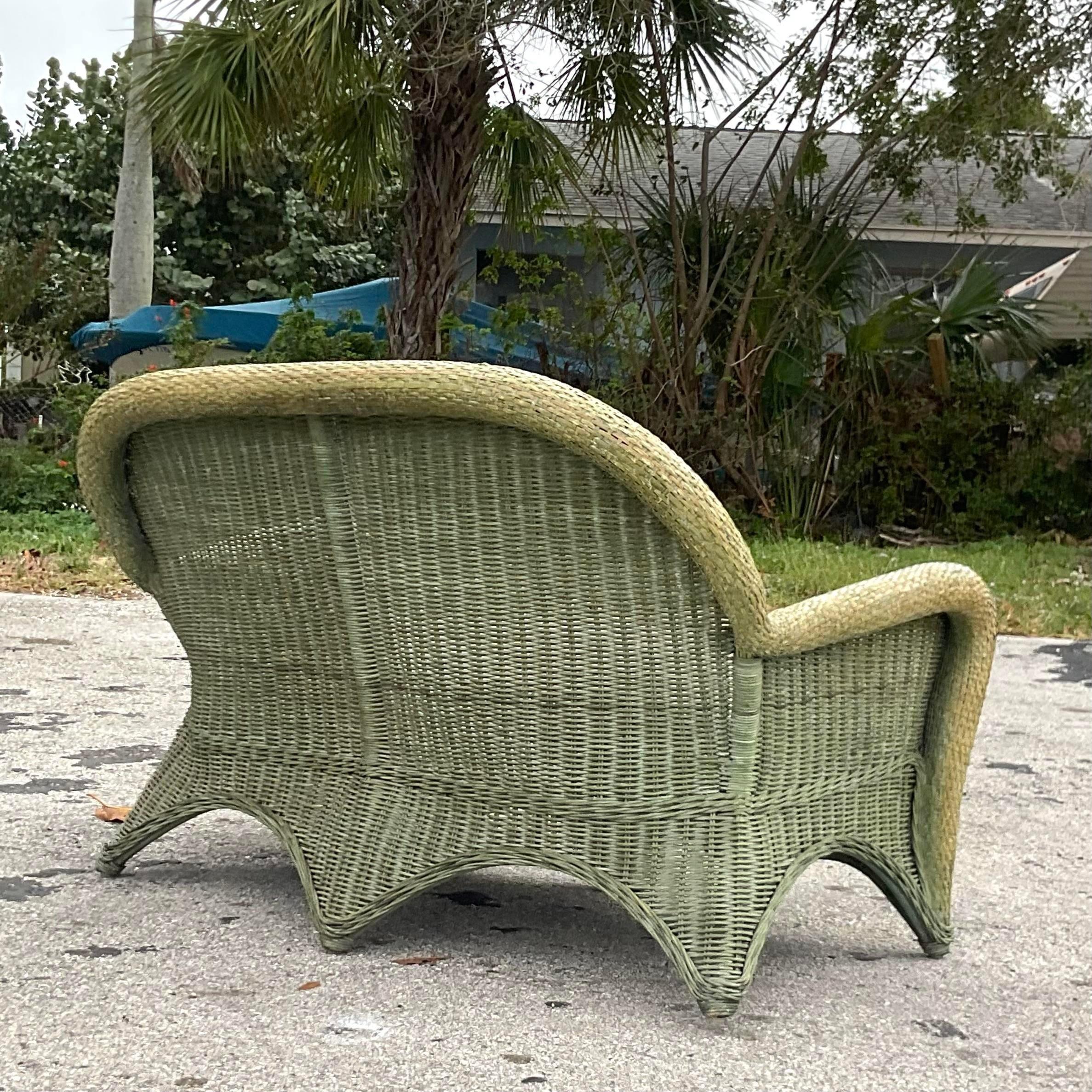 Philippine Vintage Coastal Woven Rattan Sofa Set For Sale