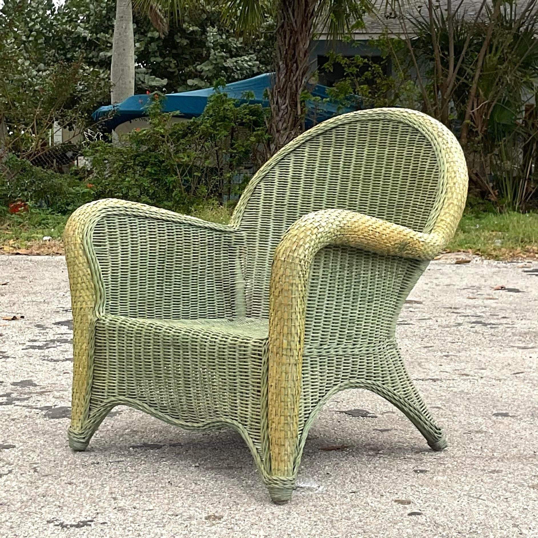 Coastal Sofa-Set aus gewebtem Rattan im Vintage-Stil im Zustand „Gut“ im Angebot in west palm beach, FL
