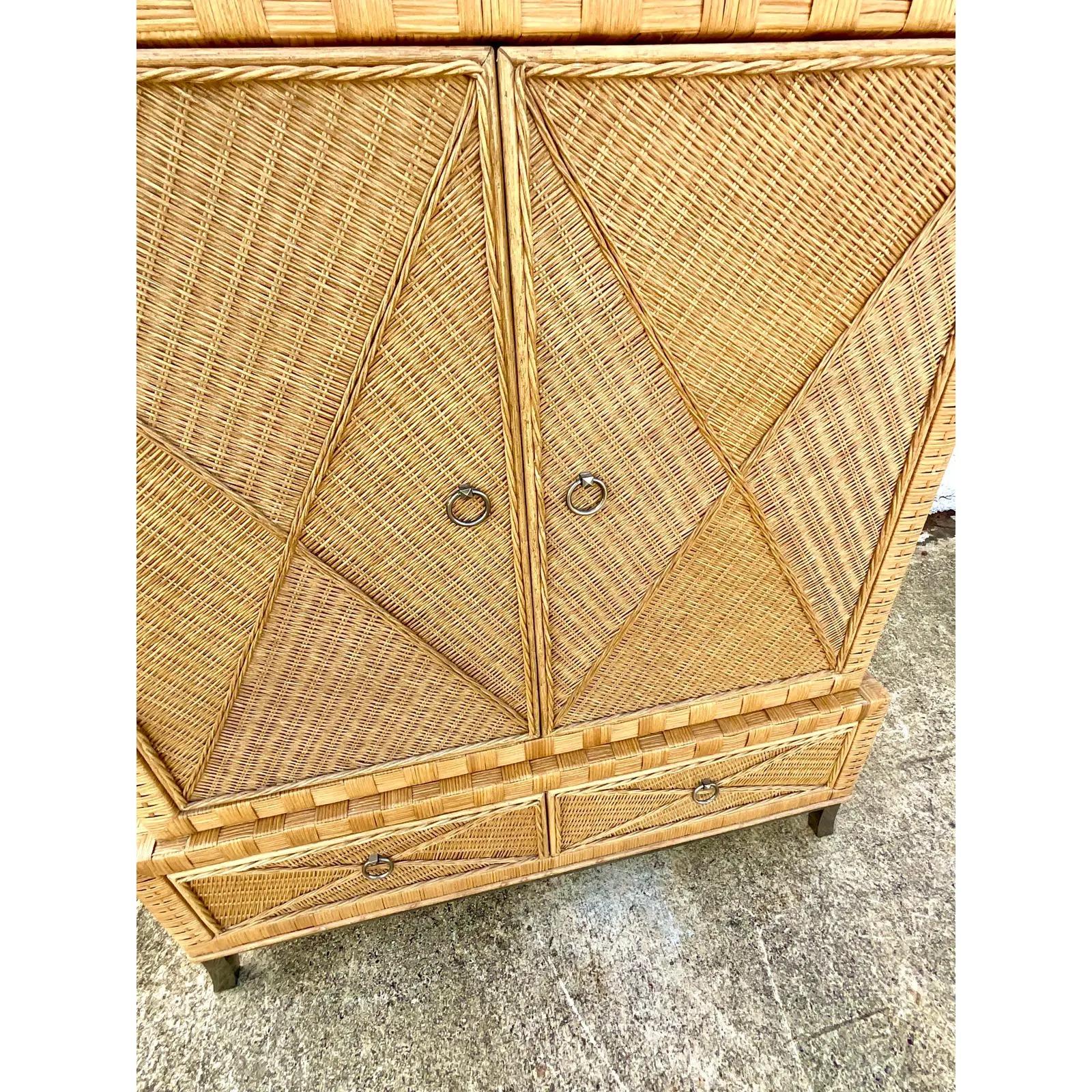 vintage wicker armoire