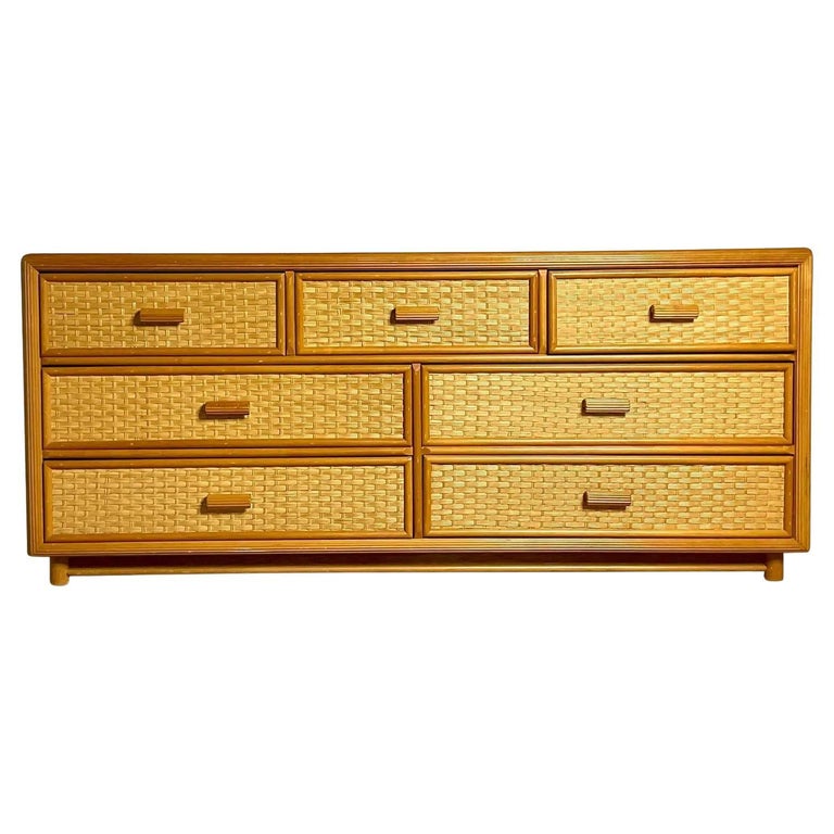 Vintage Coastal Woven Rattan Standard Dresser at 1stDibs vintage