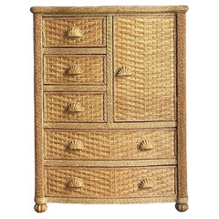 Cassettiera alta in rattan intrecciato Vintage By