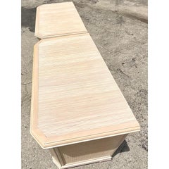 Vintage Coastal Woven Rattan Target Chests of Drawers, a Pair