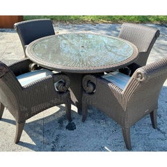 Vintage Coastal Woven Resin Rattan Dining Table