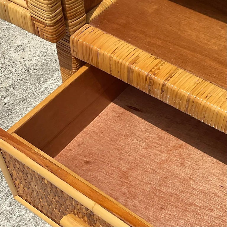 Vintage Coastal Wrapped Rattan Armoire at 1stDibs