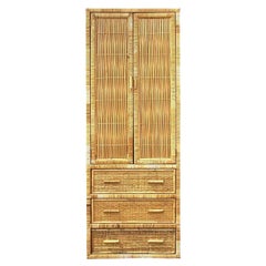 Armoire Vintage en Rotin Enveloppée Côtière